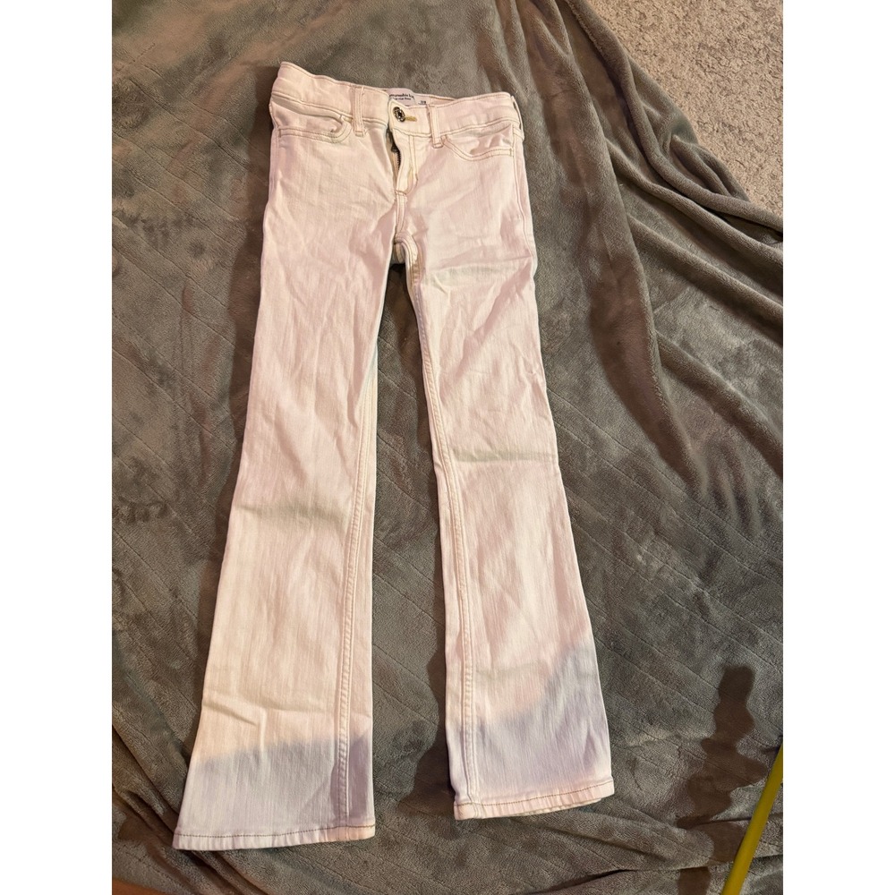 Abercrombie Kids Girls White Low Rise Bootcut Jeans 7/8 Long Adjustable Waist